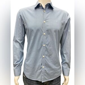 Calvin Klein Men's Sky Blue Dress Shirt with Subtle Texture